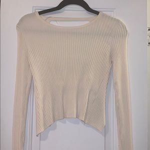 Zara ribbed open back sweater, cream, size medium